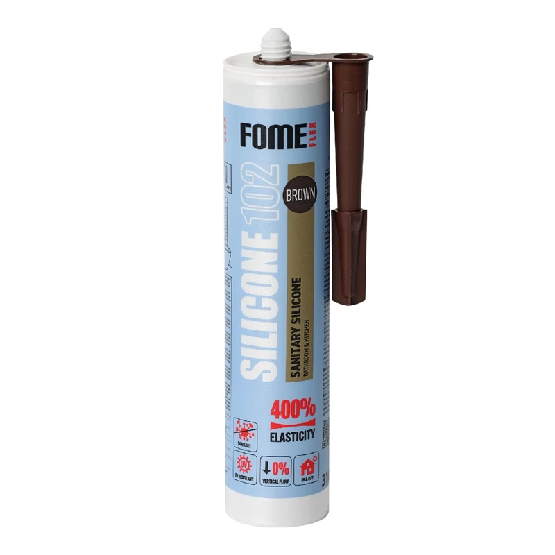 Fome Flex Brown Silicone Sealant [310ml] – Professional Grade, Waterproof & Mould Resistant – For Bathroom, Kitchen, Windows, Showers & More – Long-Lasting, UV-Resistant