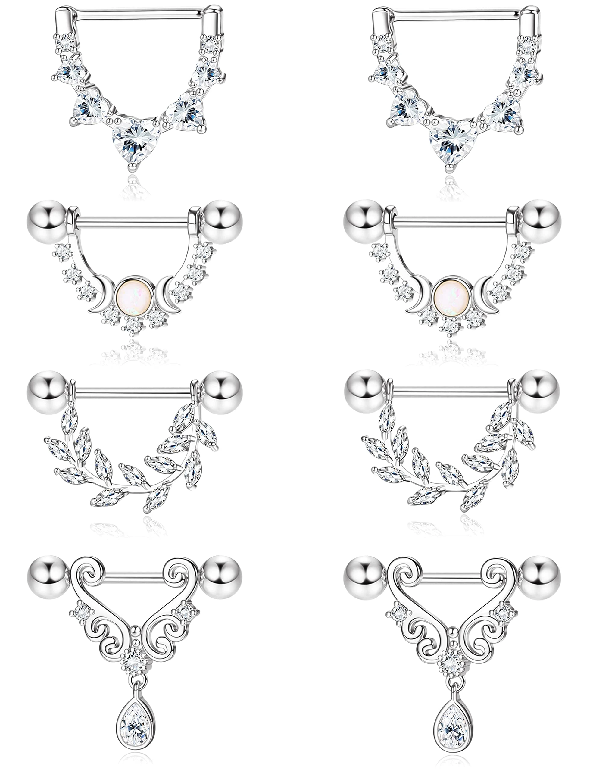 Kakonia 4 Pairs 14G Nipple Piercing Jewellery Nipple Bars 316L Stainless Steel Gold Nipple Bars Nipple Piercing Jewellery Gold Nipple Rings Set