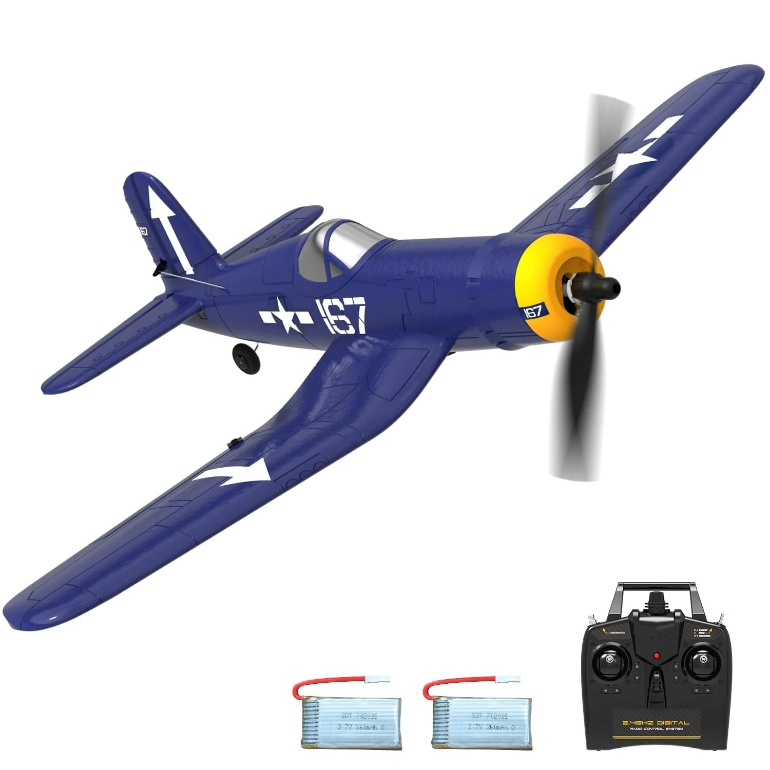 VOLANTEXRC RC Plane, 4CH Remote Controlled Plane F4U RTF with Xpilot Stabilization System & One-Key Aerobatic, RC Glider Toy for Beginners, Adults