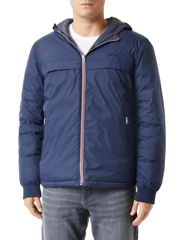 Schott NYC Men's Riverso Jacket, Navy/Anthracite, M