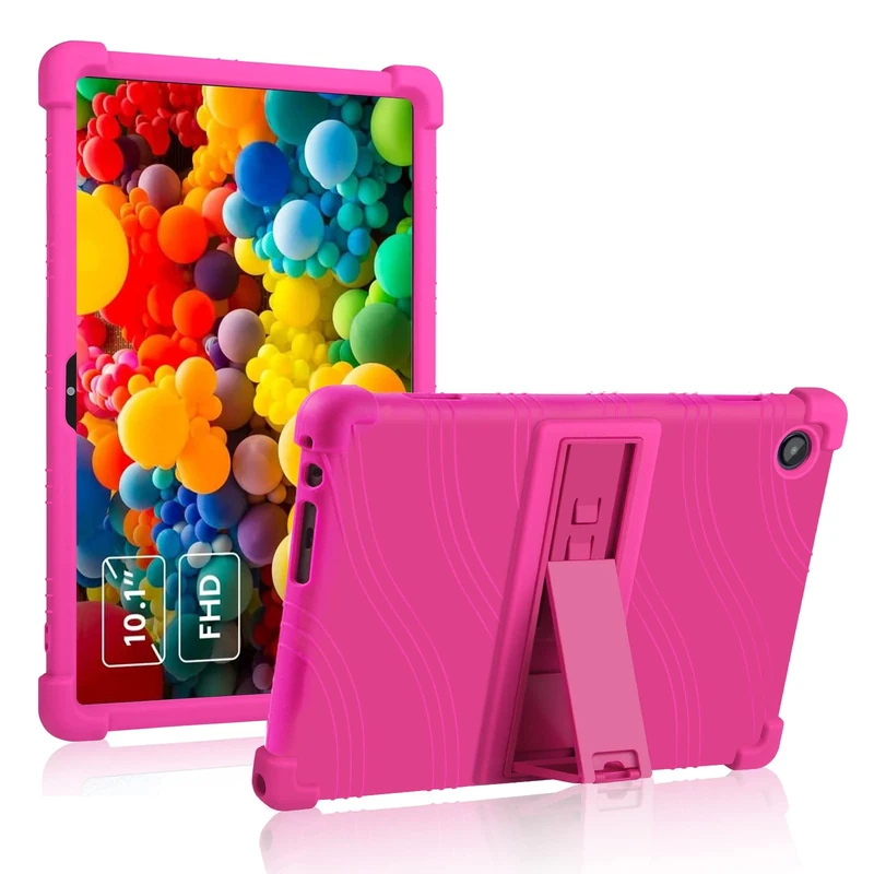 ATOOZ for Lenovo Tab M10 3rd Gen Case 10.1,Soft Silicone Shockproof Case for Lenovo Tab M10 3rd Gen Tablet 2022 (TB-328F/TB-328X) with PC Stand (Rose red)