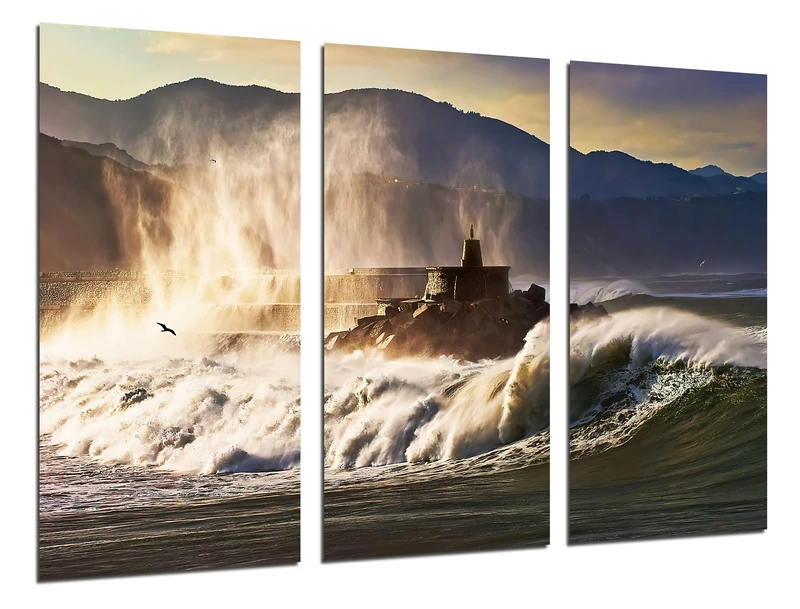 DKORARTE 27407 Modern Photographic Waves, Marejo, Bravo Sea, Herringbone Nature, 97 x 62 cm, Ref - Image 1