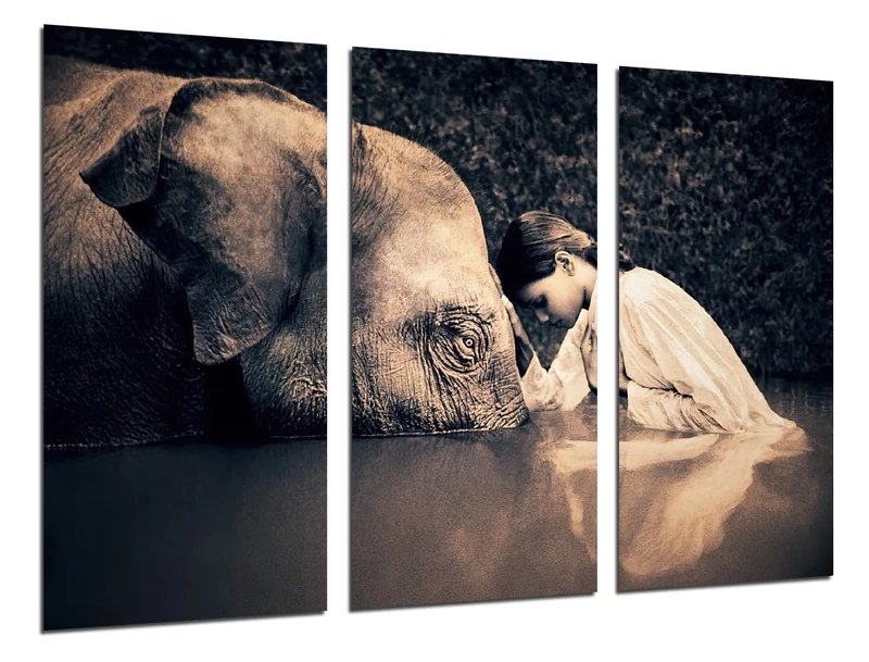 DKORARTE Modern Photo Picture Elephant Connection, Peace and Love, Yoga, Namaste, 97 x 62 cm, Ref 27412