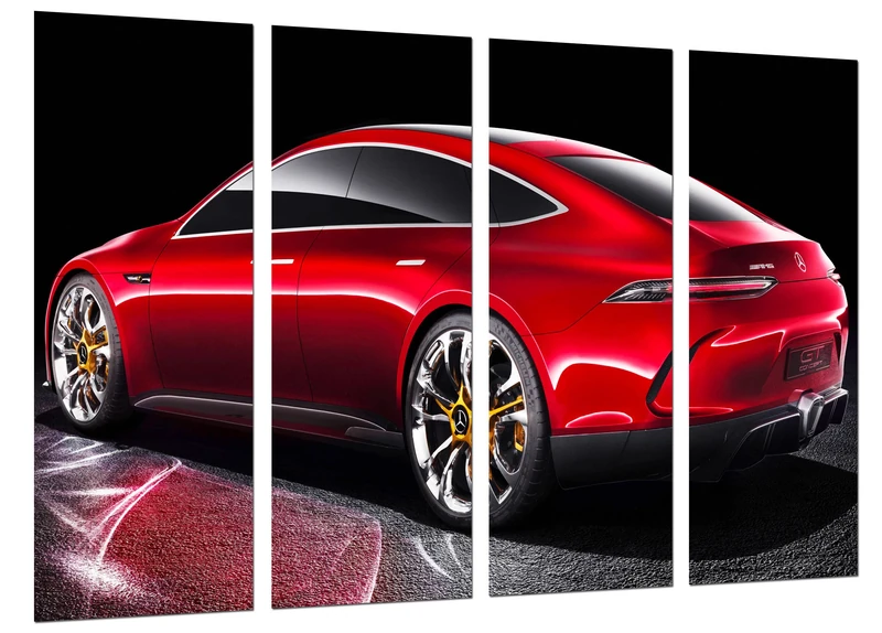 Cuadros Camara Modern Photographic Picture Sports Car, Mercedes AMG GT 2017, Red, 131 x 62 cm, Ref 27267