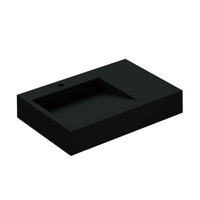 Mai & Mai Col11 Wall-Mounted Washbasin 75 x 50 x 13 cm Matt Anthracite Mineral Cast Rectangular Shape