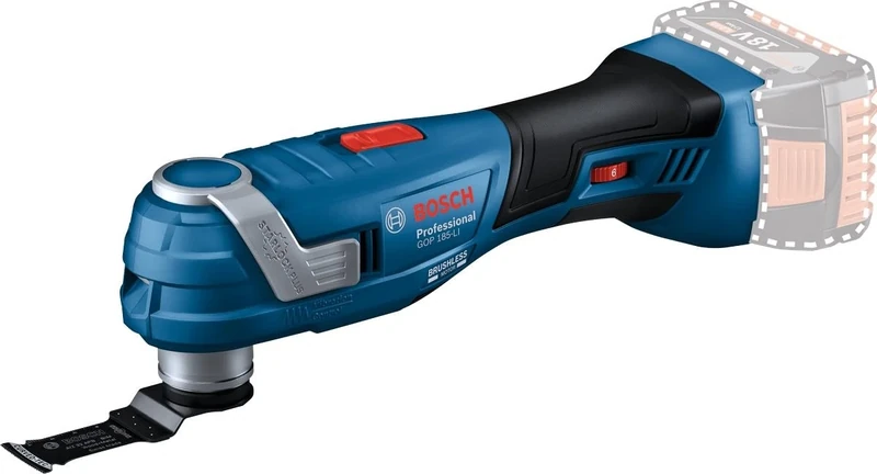 Bosch Professional System 18V: GOP 185-LI Cordless Multifunction Tool (1 BIM Saw Blade for Starlock Plus Plunge Cutting, no Load oscillating Speed 20,000 min-1)
