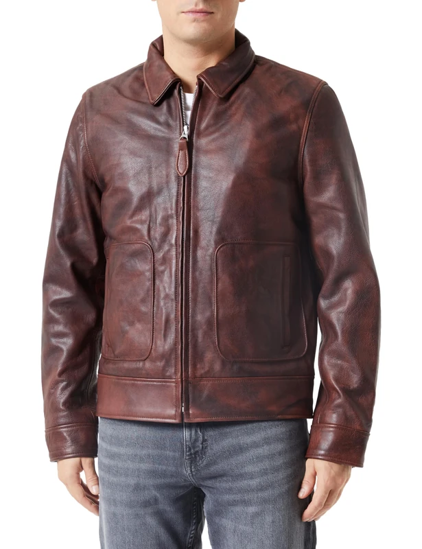 Schott NYC Lcidahovint Unisex Leather Jacket, Burgundy, M
