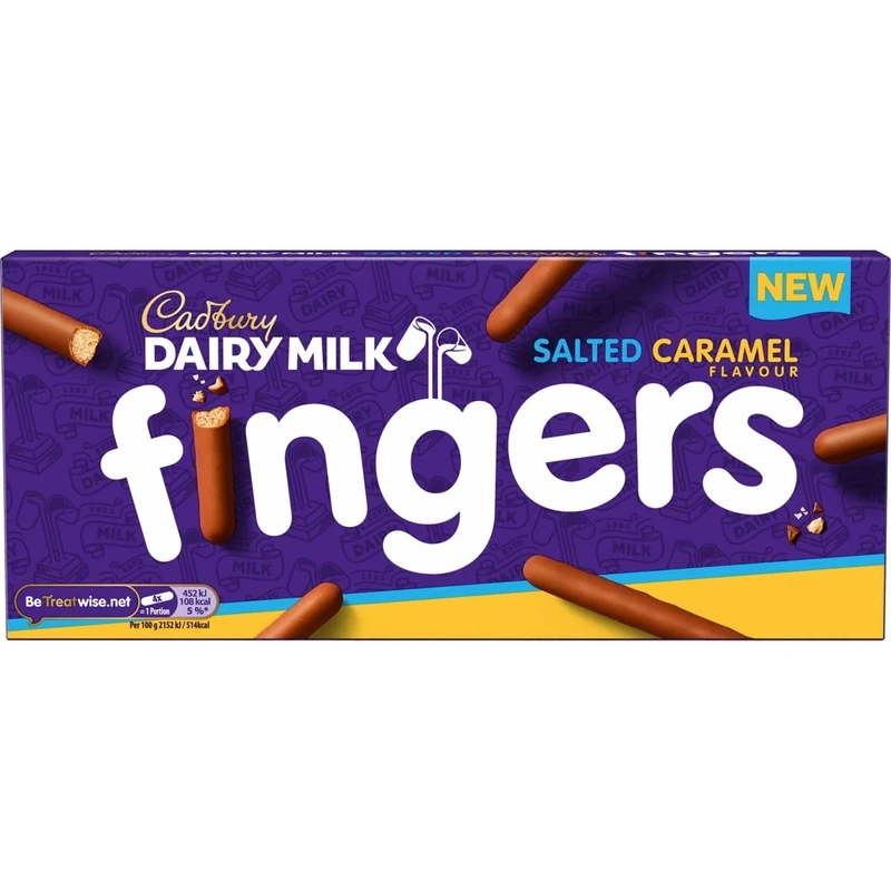 Cadbury Dairy Milk Salted Caramel Fingers, Crunchy Biscuits Coated in Salted Caramel Flavoured Milk Chocolate, 114 g (Pack of 1)