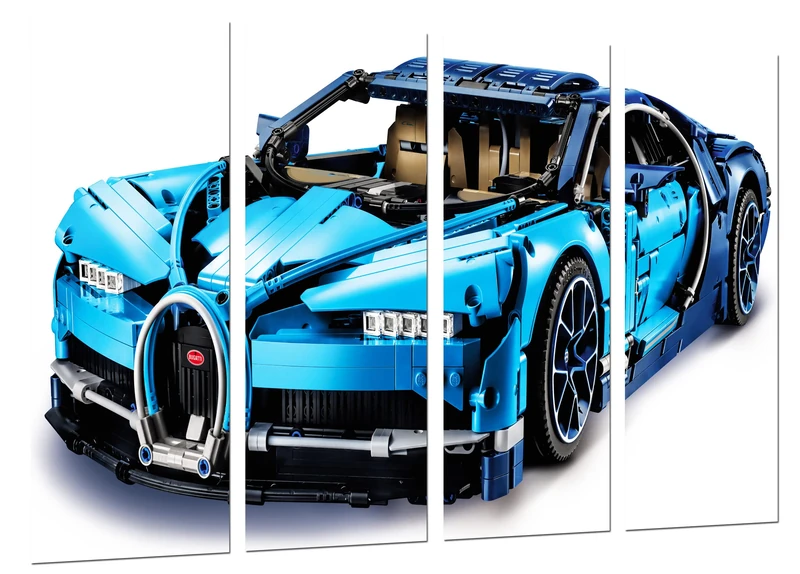 Cuadros Camara Modern Photographic Picture Sports Car, Bugatti Chiron, Blue, 131 x 62 cm, Ref 27264
