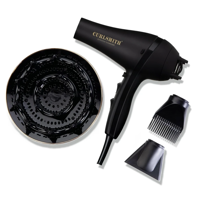 Curlsmith - Defrizzion Hair Dryer with Extra Large Diffuser, for Curly Hair, Reduce Frizz, 3 Speeds, 4 Heat Settings, Infared, Ceramic Heat for Fast Drying