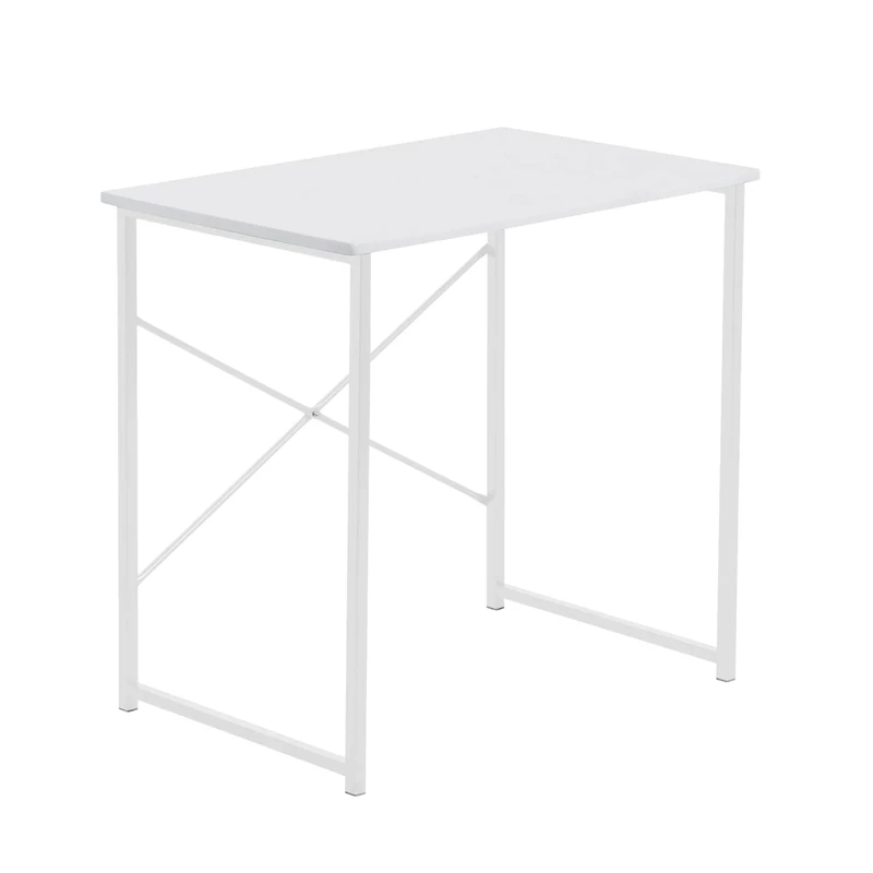 Harbour Housewares Wooden Computer Desk - 80cm - White - PC Computer Workstation Contemporary Laptop Durable Tubular Steel Compact Wooden Office Desk for Study, Offices