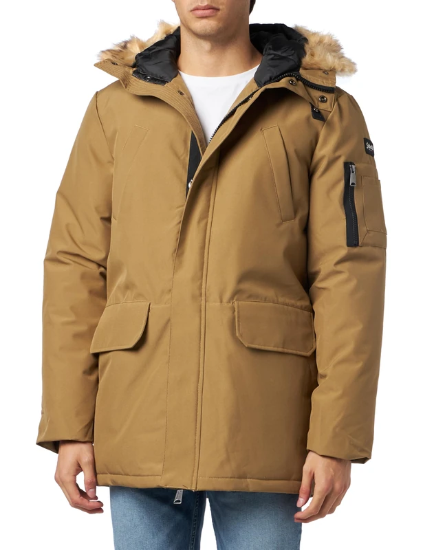 Schott NYC Men's Nelson20 Parka, Dark Beige, XXL - Image 1
