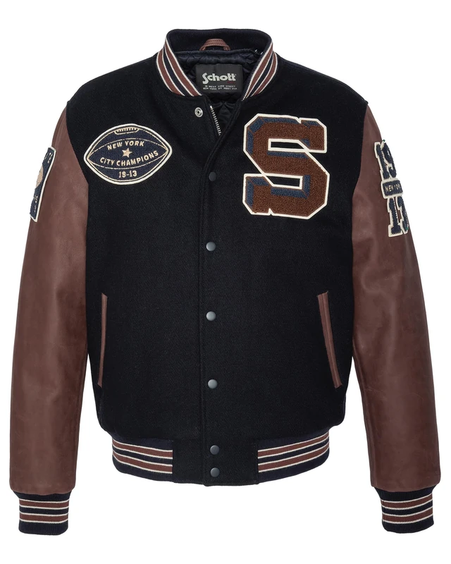 Schott NYC Men's Jacket, NAVY/CORDOVAN, M