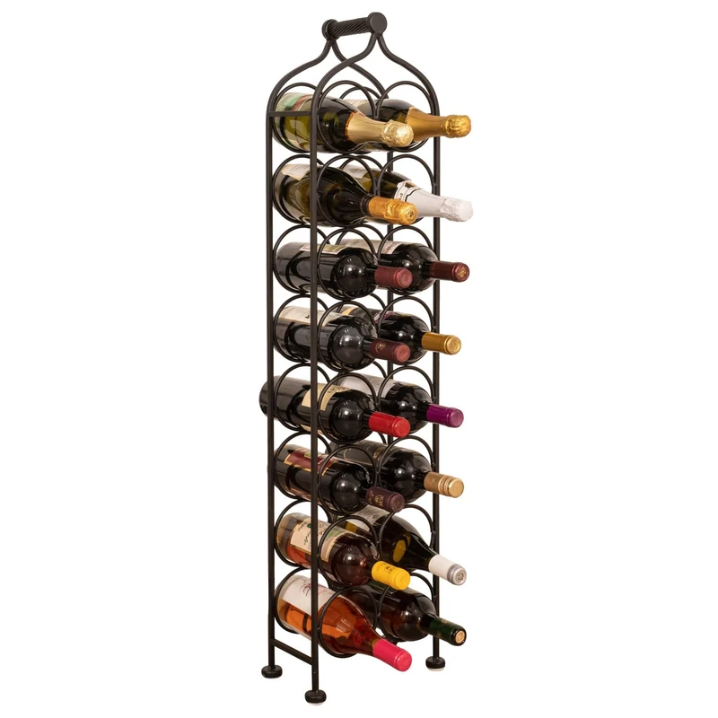 Biscottini wrought iron wine bottle holder | Water and wine bottle holder 105x13x25 cm | Ground wine holder capacity 16 bottles