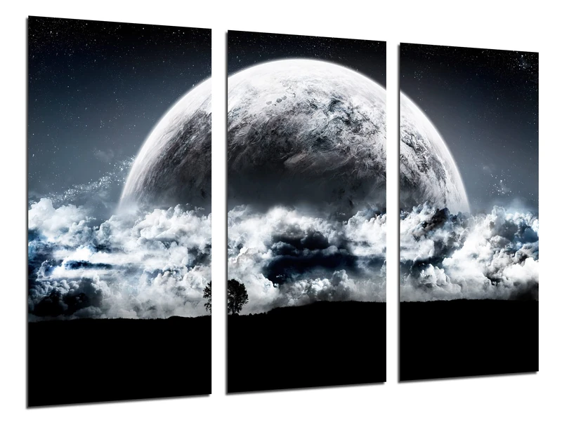 DKORARTE Modern Photographic Picture Full Moon, Stars, Constellation, Nature, Mother Earth, 97 x 62 cm, Ref 27406 - Image 1