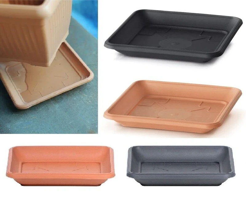 B2C Square Saucers Plastic Plant Pot/Water Trays 14cm-41cm (34cm, Anthracite)