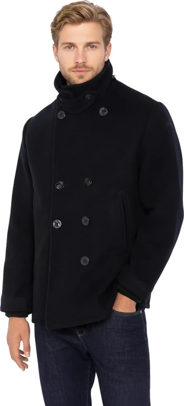 Schott NYC Men's Seacoat Pea Coat, Dark Navy, XXXL