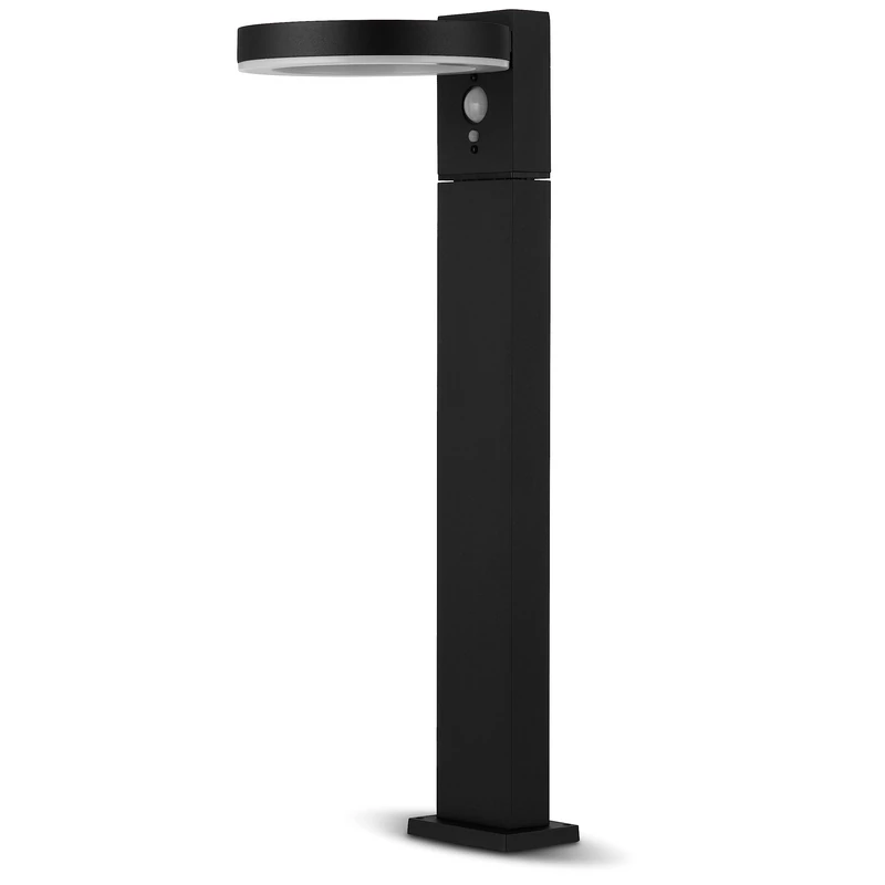 REV Solar Lamp for Outdoor Use Round Aluminium Path Light with Motion Sensor and Twilight Sensor, 5 W, 250 lm, 4000 K, IP44, Li-io Battery 2200 mAh Interchangeable