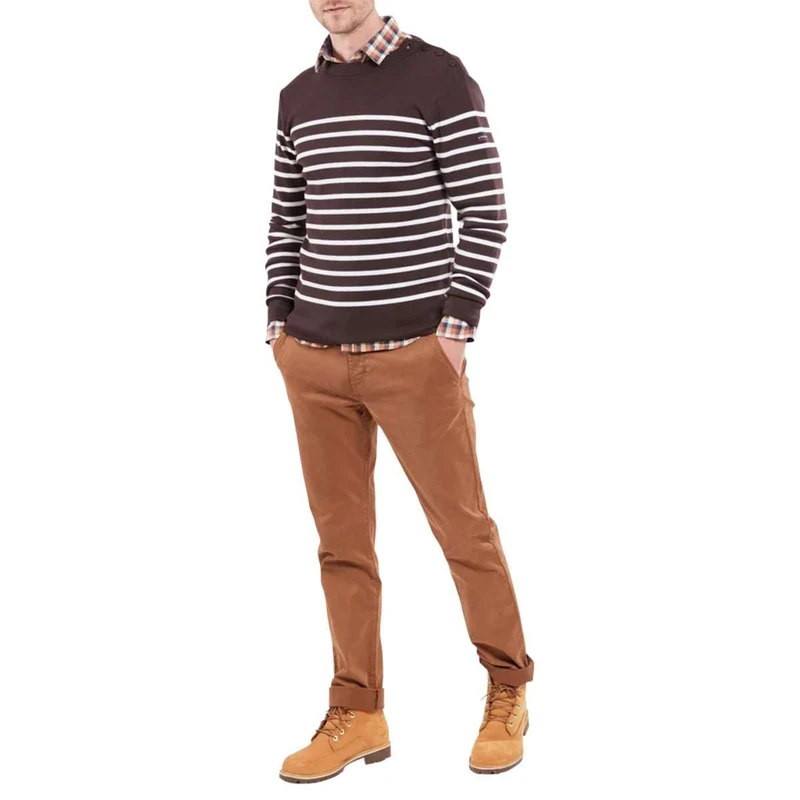 Armor Lux Men's Goulenez Sailor Jumper Pullover Sweater, Dark Mahogany/Nature, Small