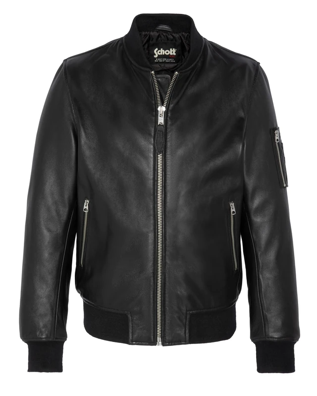 Schott NYC LCBOMBERS Men's Leather Bomber Jacket - Black 3XL