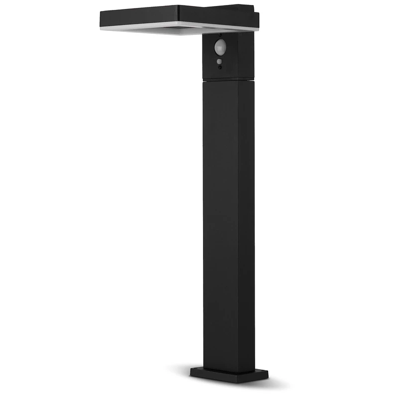 REV Square Solar Lamp for Outdoor Use Aluminium Path Light with Motion Sensor and Twilight Sensor, 5 W, 230 lm, 4000 K, IP44, Li-io Battery 2200 mAh Interchangeable