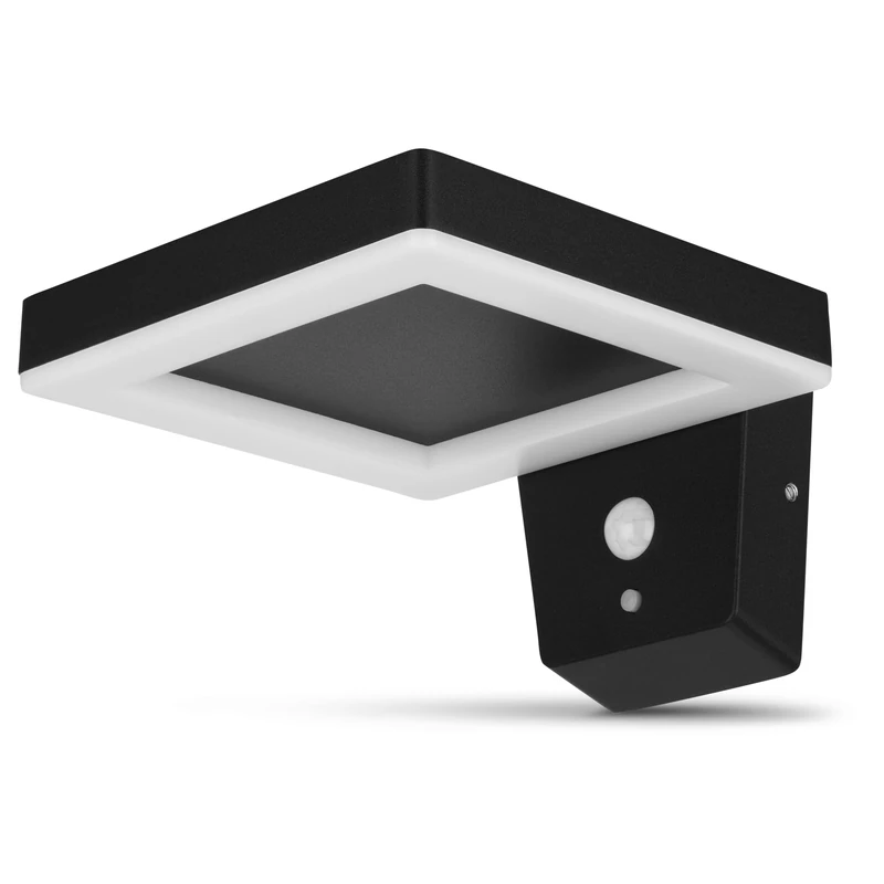 REV Square Solar Lamp for Outdoor Use, Aluminium Housing, Motion Sensor & Twilight Sensor 8 m/100°, 270 lm, 4000 K, IP44, Li-ion Battery 2200 mAh Replaceable