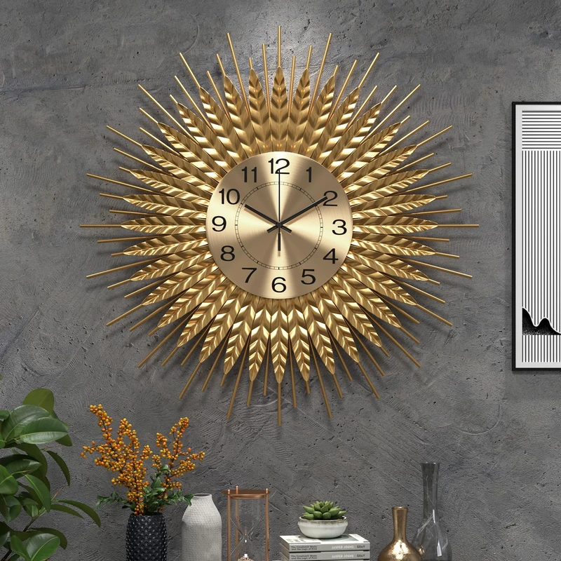 DAYDAYART 28 Inch Gold Large Wall Clock Decorative Metal Mid Century Wall Clocks, Modern Big Silent Non-Ticking Clock, Modern Handmade Home Art Decor for Living Room,Bedroom,Dining Room