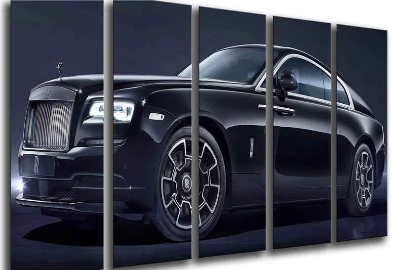 Cuadros Camara Modern Photographic Picture Sports Car, Rolls Royce 2017, Black, 165 x 62 cm, Ref 27283