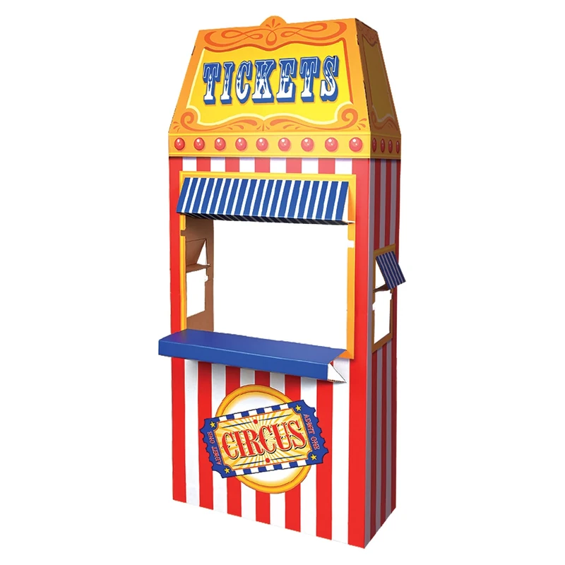 Beistle 6' 0.75" x 35.25" Corrugated Cardboard Three Dimensional Circus Photo Booth Prop, Carnival Themed Party Decorations, Red/White/Blue/Yellow/Orange