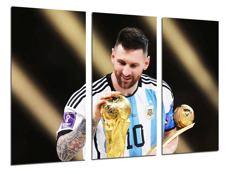 DKORARTE Modern Photographic Football Argentina Team World Champion Lionel Messi Gold Ball 97 x 62 cm Ref 27402