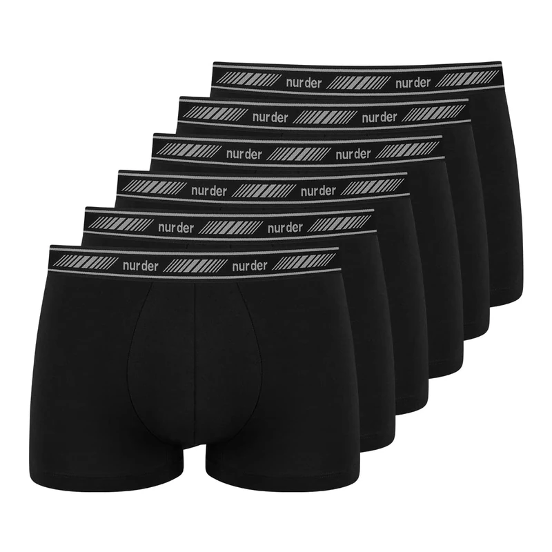 Nur Der Men's Boxer 6er Pack Cotton 3D-Flex Boxer Shorts, Schwarz,