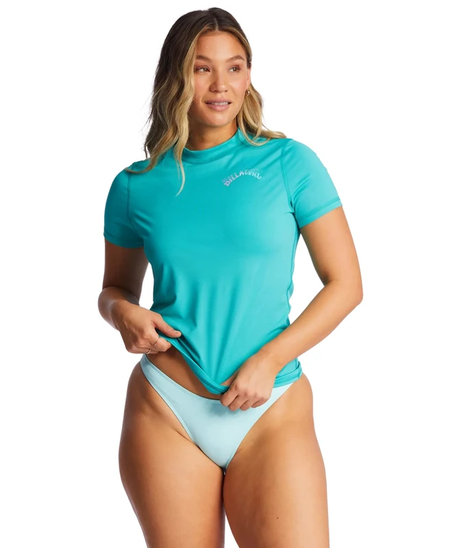 Billabong Womens Core Loose Fit Short Sleeve Rashguard - Turq Nomad | Small