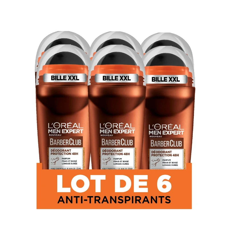 L'Oréal Paris Barberclub Deodorant Roller, Men, 50 ml, Pack of 6