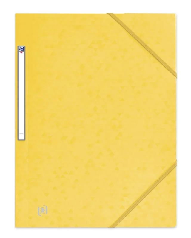 OXFORD Pack of 50 Folders, 3 Flaps, Top File + A4, with Elastic Band, Envelope Card, Yellow