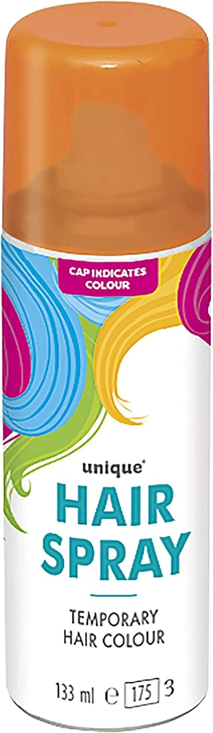 Temporary Hair Color Spray Wash Out Washable Party Fancy Dress Up Accessories Party Halloween Hairspray 133ml (Orange HairSpray, 1)