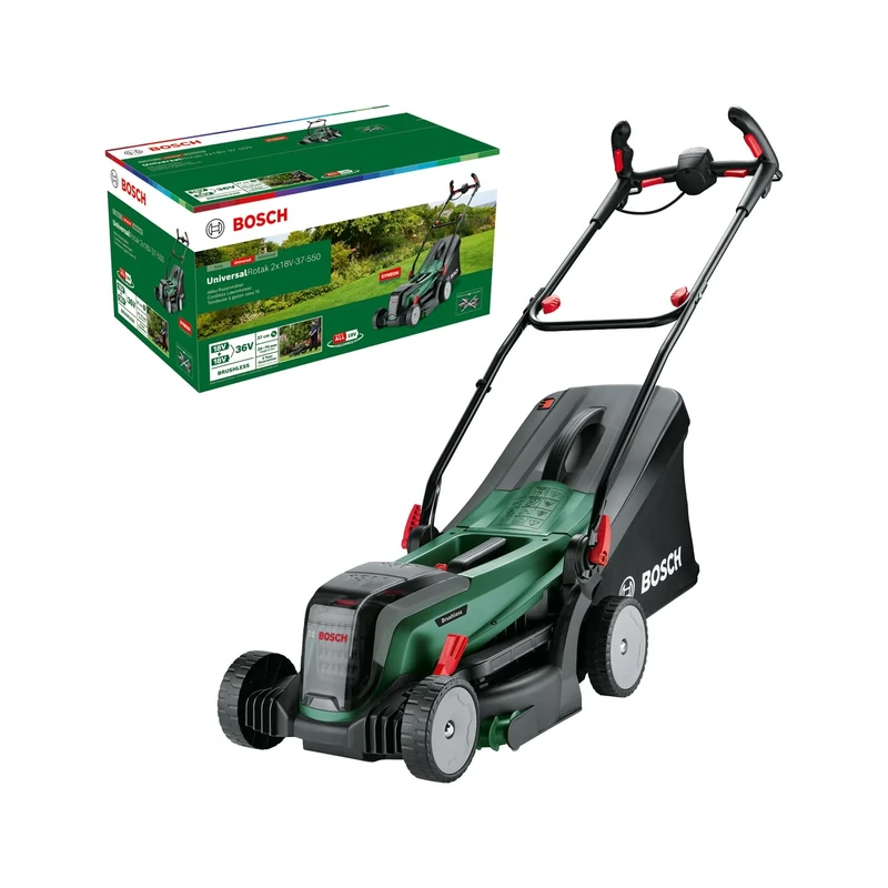 Bosch UniversalRotak Cordless Lawnmower 2x18V-37-550 (up to 500 m2; 18 Volt System; Cutting Width: 37 cm; without Battery and Charger)