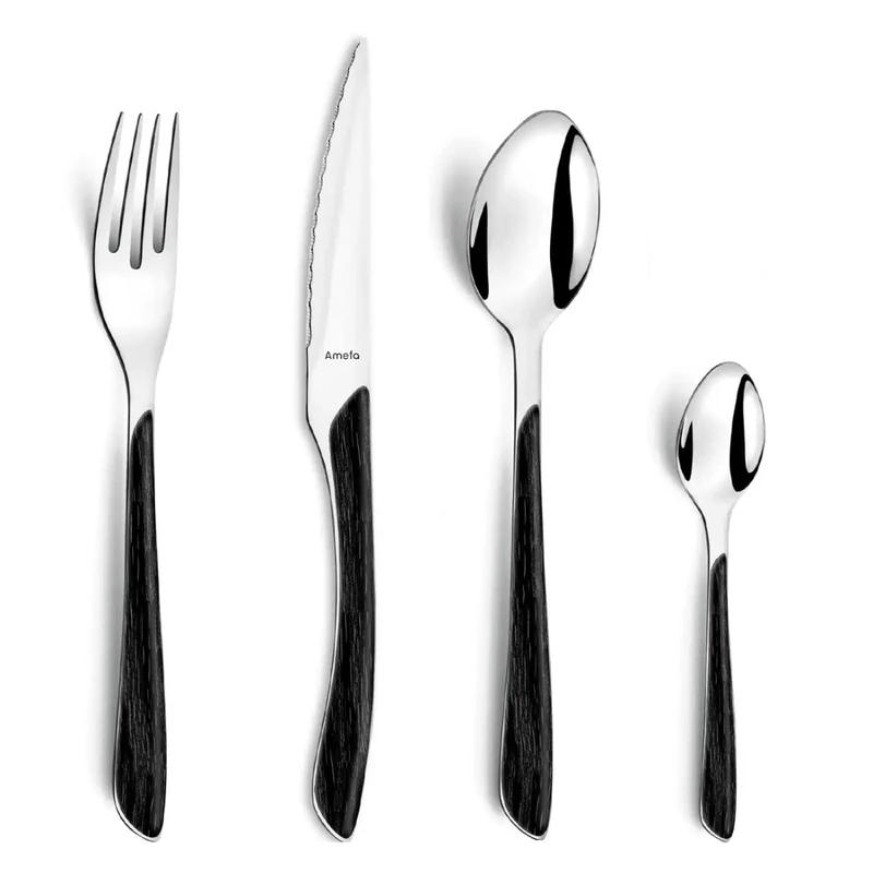 Eclat Mat - 16-piece cutlery set for 4 people - Wood Look Black