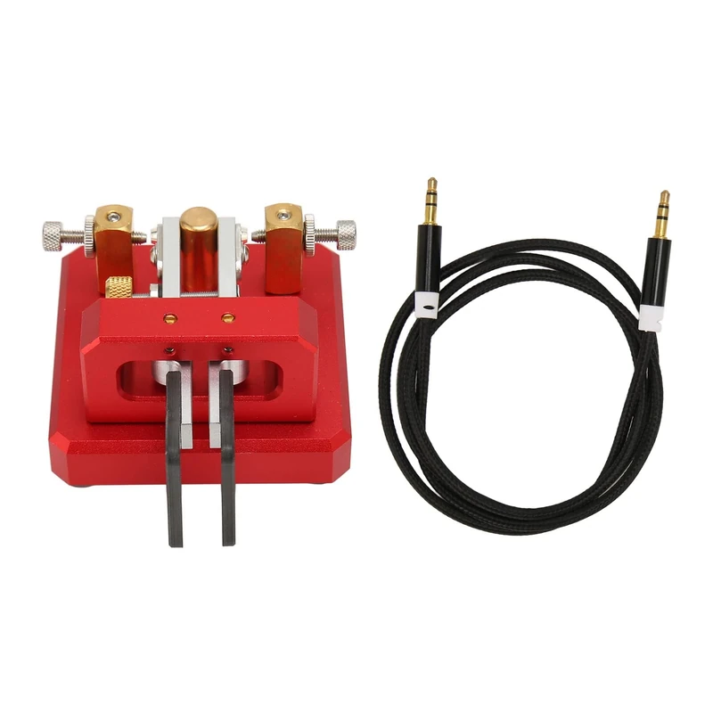 Morse Code Key, Portable Double Paddle Automatic Shortwave, CNC Machining, CW Morse Telegraph Key,for Camping Indoor (Burgundy)