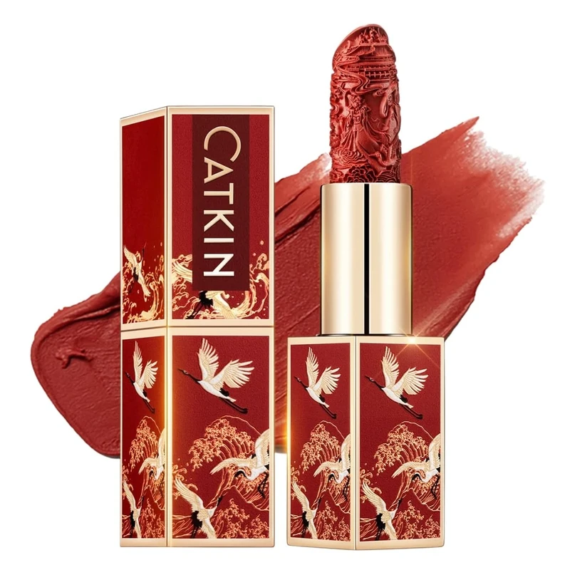 CATKIN Red Lipstick, Semi-Matte, Long Lasting, High Impact, Moisturizing Formula, enriched with Avocado Oil and Vitamin E, 3.2g