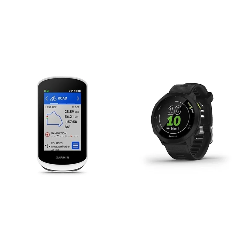 Garmin Edge Explore 2, 3-inch Bike Computer, with Intuitive GPS & Garmin Forerunner 55 Easy to Use Lightweight GPS Smartwatch, Safety and Tracking Features, Black