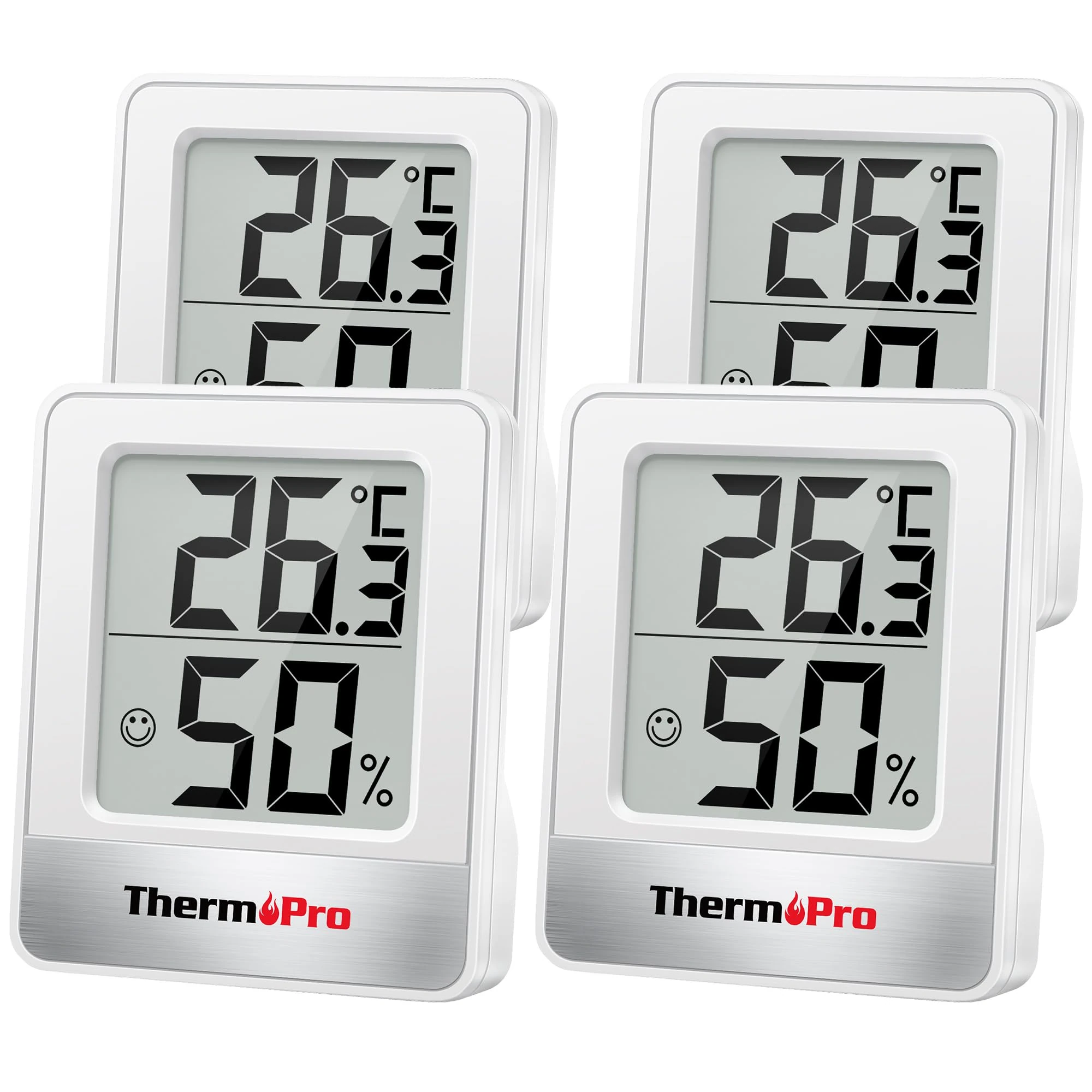 ThermoPro TP49 Digital Room Thermometer Indoor Hygrometer Mini Temperature Monitor Humidity Meter for Home Office Air Comfort Thermo Hygrometer, 4 Pack