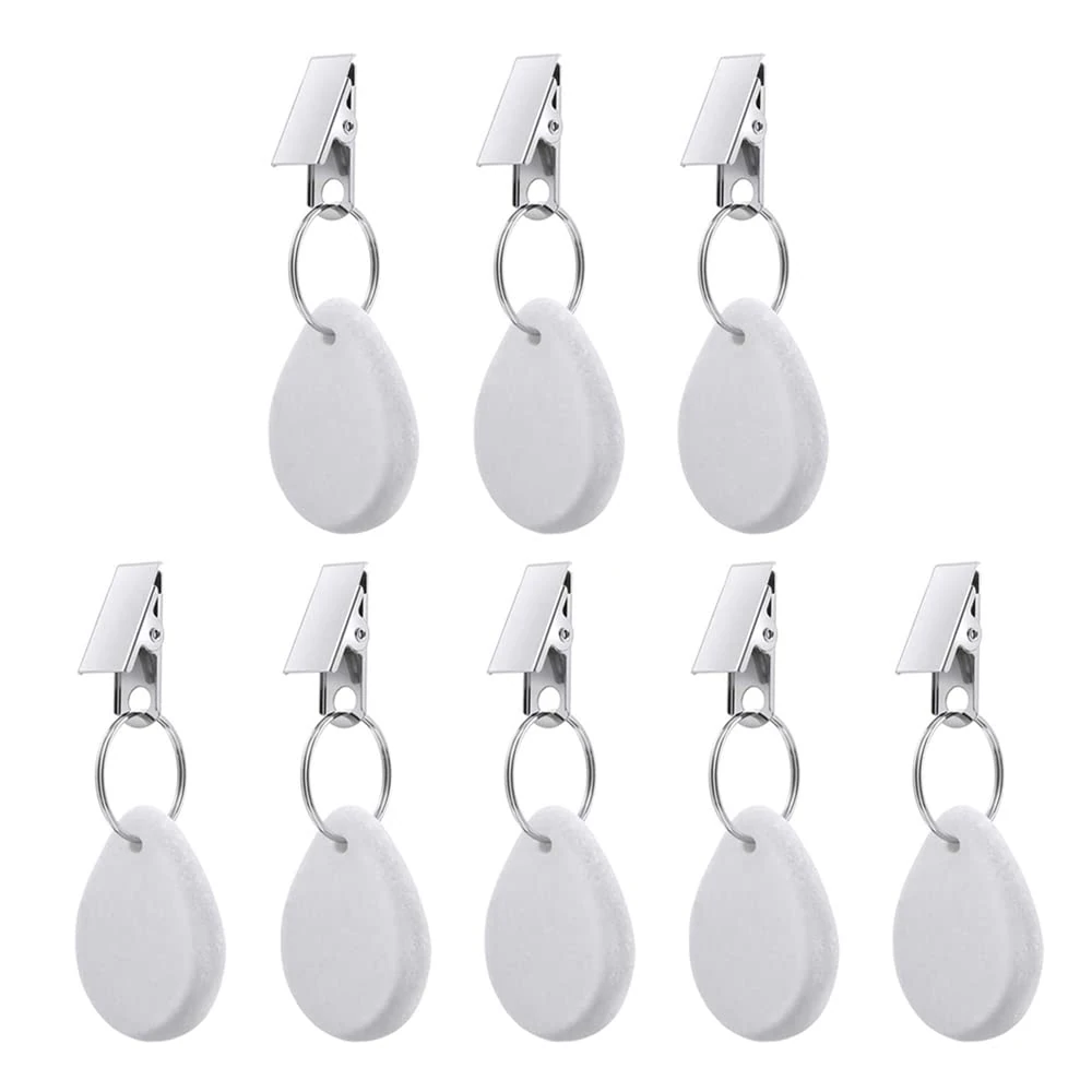 8Pcs Tablecloth Weights, Marble Teardrop Heavy Duty Tablecloth Pendants with Clip for Picnic Wedding Tables Decor (White)