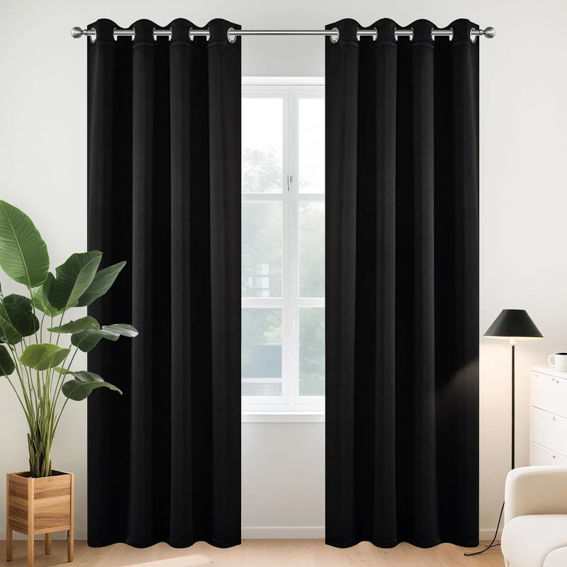 Joydeco Blackout Curtains 120 Inch Length 2 Panels Set, Thermal Insulated Long Curtains& Drapes 2 Burg, Christmas Drapes for Living Room Bedroom Window