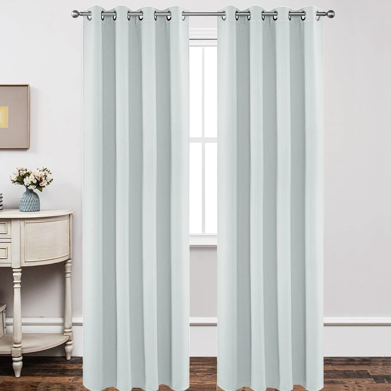 Joydeco White Curtains 120 Inches Long 2 Panels Set, Thermal Insulated Long Curtains& Drapes 2 Burg, Christmas Drapes for Living Room Bedroom Window (W52 x L120 Inch, Greyish White)