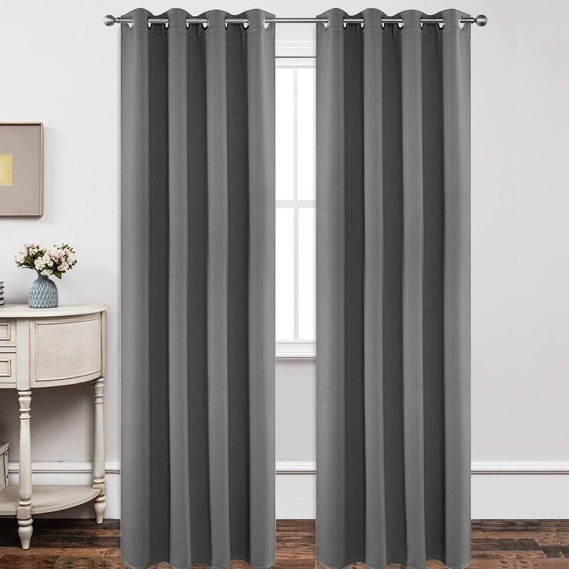 Joydeco Blackout Curtains 120 Inch Length 2 Panels Set, Thermal Insulated Long Curtains& Drapes 2 Burg, Christmas Drapes for Living Room Bedroom Window