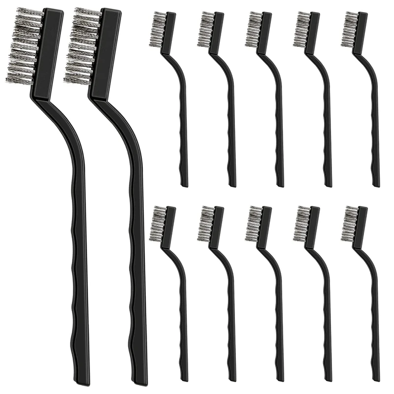 Yoicn Lth 12-Pc Stainless Steel Wire Brush Set - 6.7in Plastic Handles