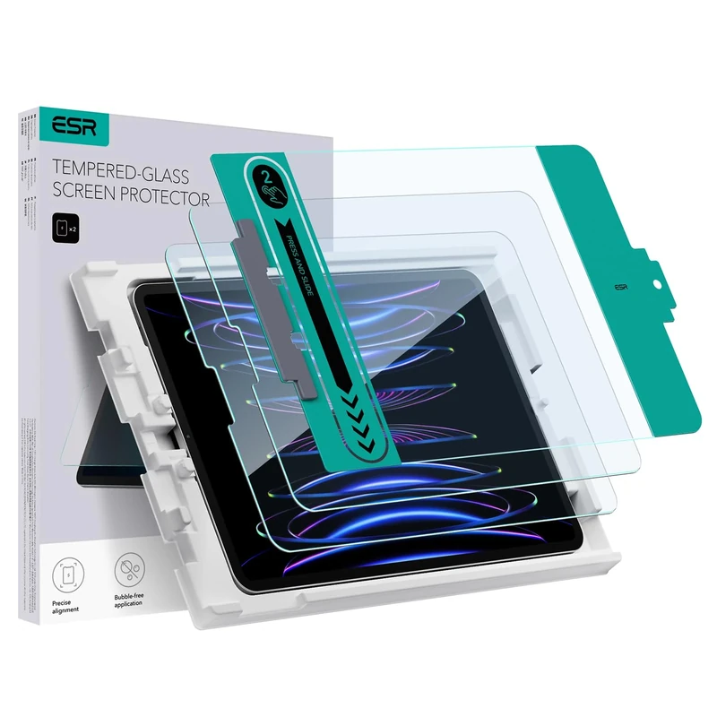 ESR 2 Pack Screen Protector for iPad Pro 11 Inch (2022/2021/2020/2018), iPad Air 5th/4th Generation (2022/2020) 10.9 Inch Screen Protector, Tempered Glass Film with Easy Application Tray, Anti-Scratch