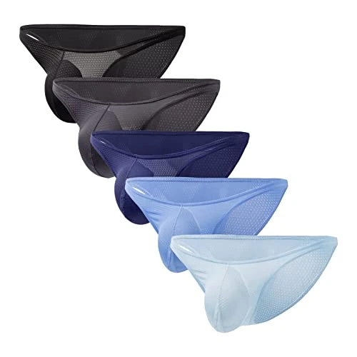 Faringoto Men's Sexy Mesh Low Waist Underpants - Sheer Pouch Briefs