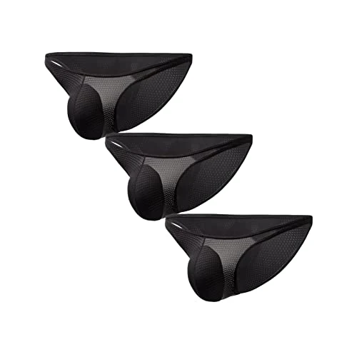 Faringoto Men's Mesh Low Waist Underpants - Sheer Pouch Bikini Briefs