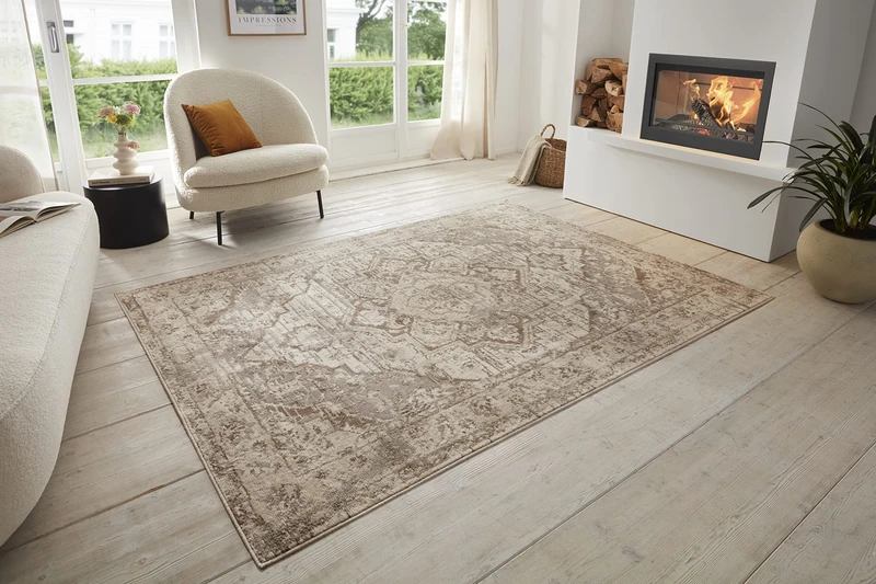 Hanse Home Oriental Runner Rug - Sand Vintage Design, Cream Brown, 160 x 235 cm